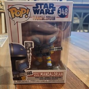Pop Mandalorian Figure with Blue and Yellow